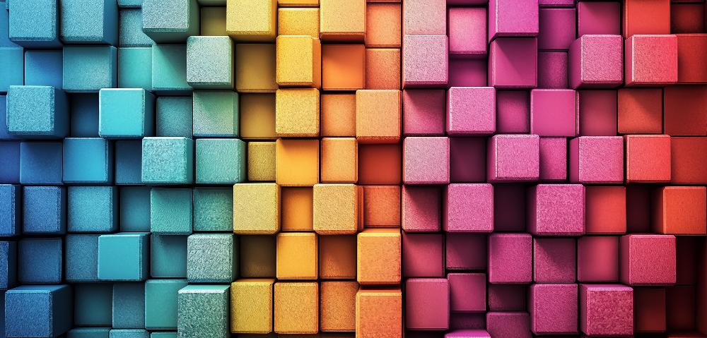 Papier peint 3D cubes multicolores