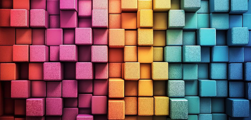 Papier peint 3D cubes multicolores