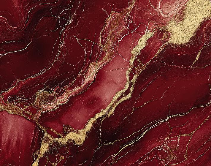 Papier peint marbre rouge et doré