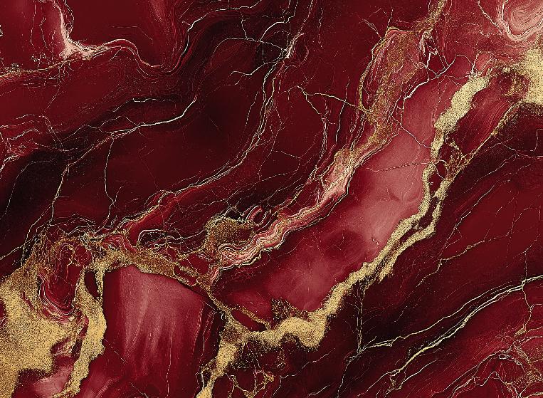 Papier peint marbre rouge et doré