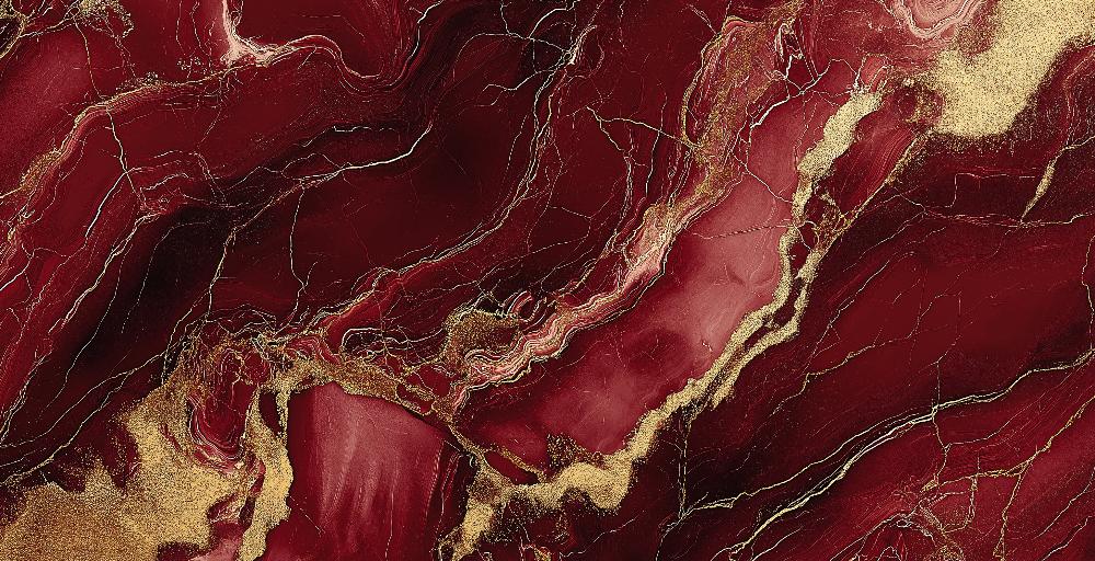Papier peint marbre rouge et doré