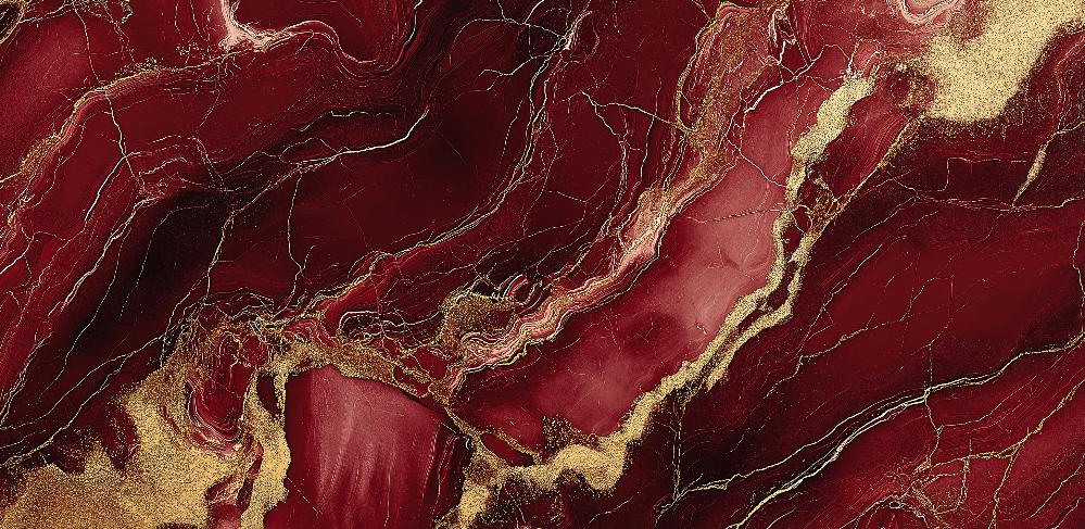 Papier peint marbre rouge et doré