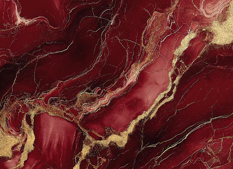 Papier peint marbre rouge et doré