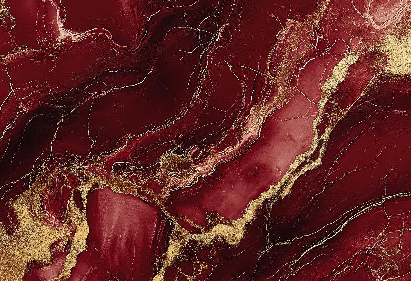 Papier peint marbre rouge et doré