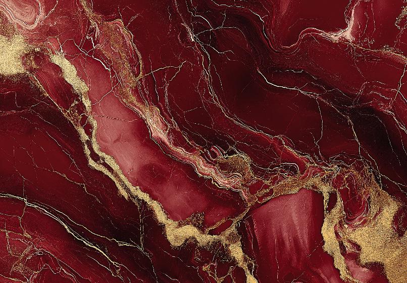 Papier peint marbre rouge et doré