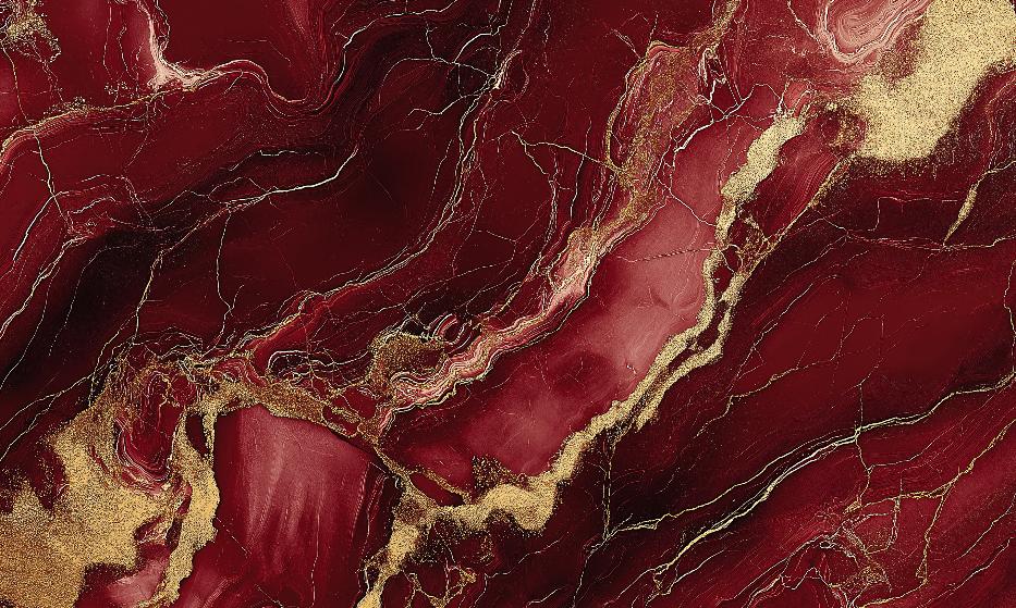 Papier peint marbre rouge et doré