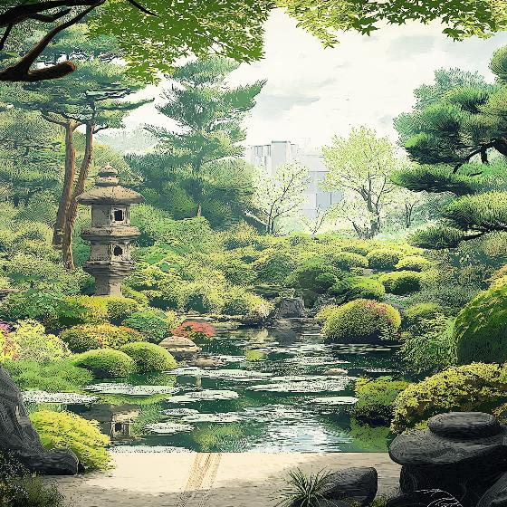 Papier peint jardin zen japonais