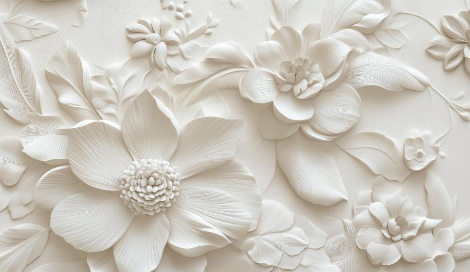 Papier peint floral 3D élégant en relief