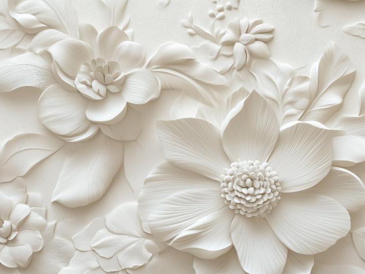 Papier peint floral 3D élégant en relief