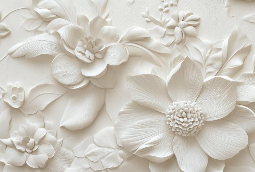 Papier peint floral 3D élégant en relief