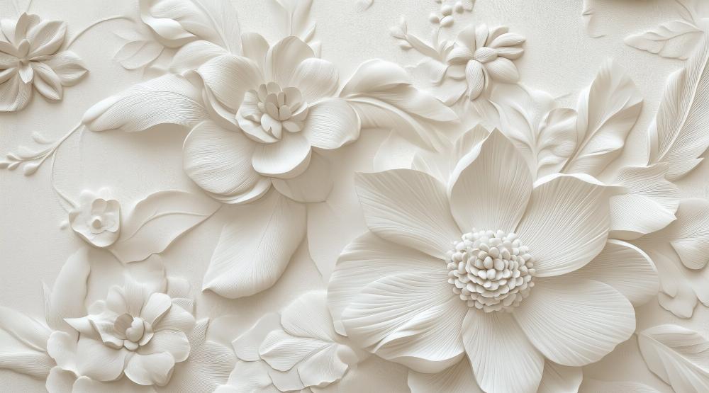 Papier peint floral 3D élégant en relief