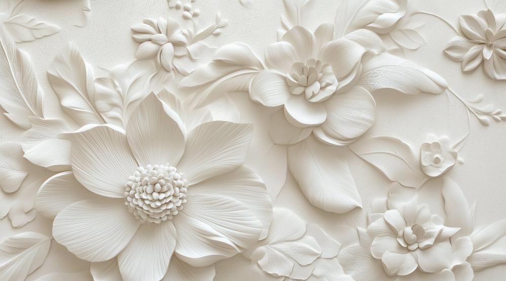 Papier peint floral 3D élégant en relief