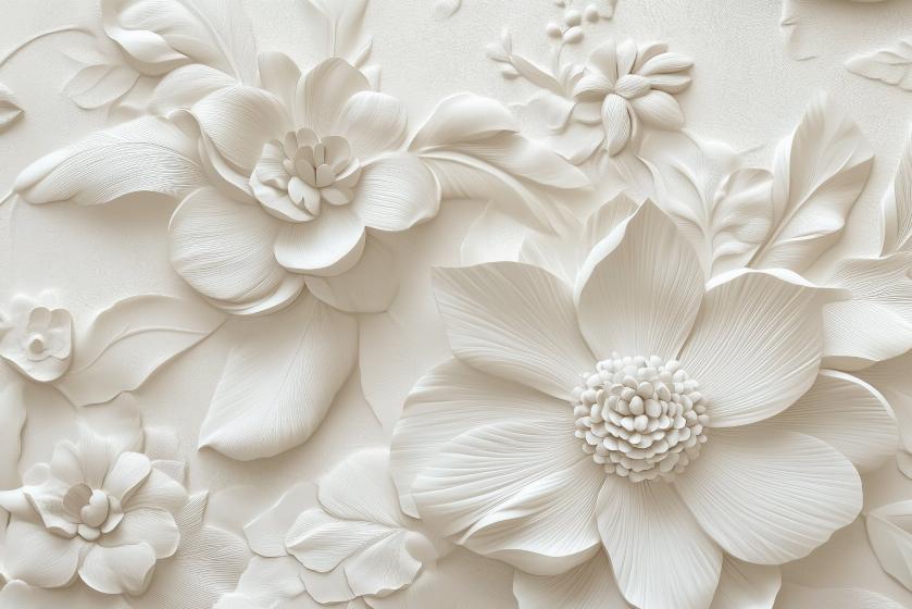 Papier peint floral 3D élégant en relief