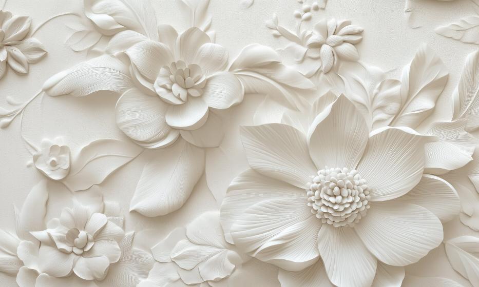 Papier peint floral 3D élégant en relief