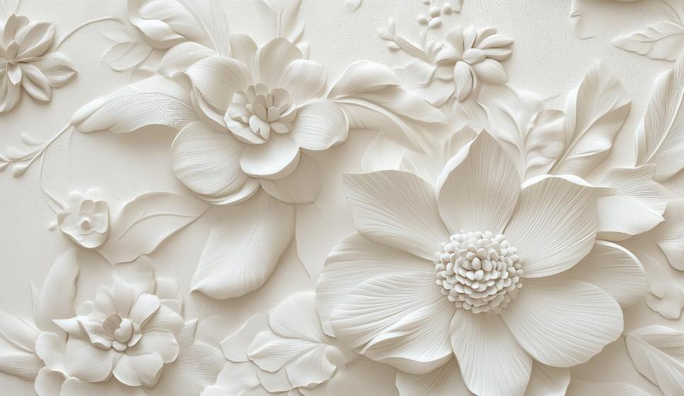 Papier peint floral 3D élégant en relief
