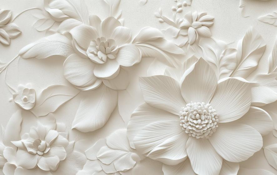 Papier peint floral 3D élégant en relief