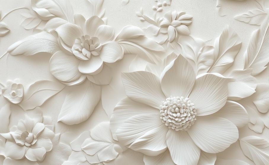 Papier peint floral 3D élégant en relief
