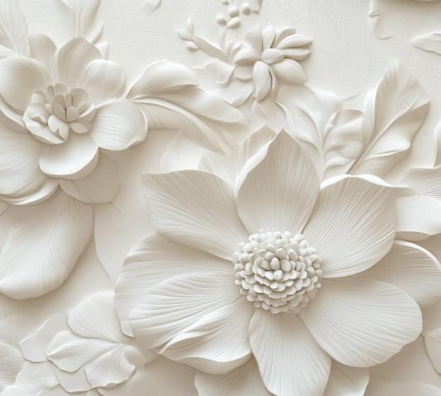 Papier peint floral 3D élégant en relief