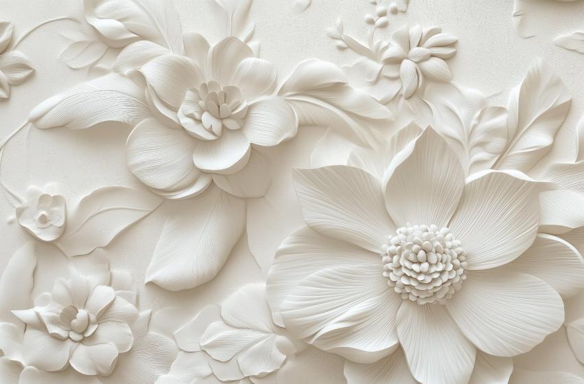 Papier peint floral 3D élégant en relief
