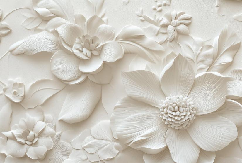 Papier peint floral 3D élégant en relief