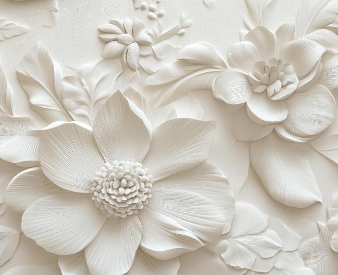 Papier peint floral 3D élégant en relief