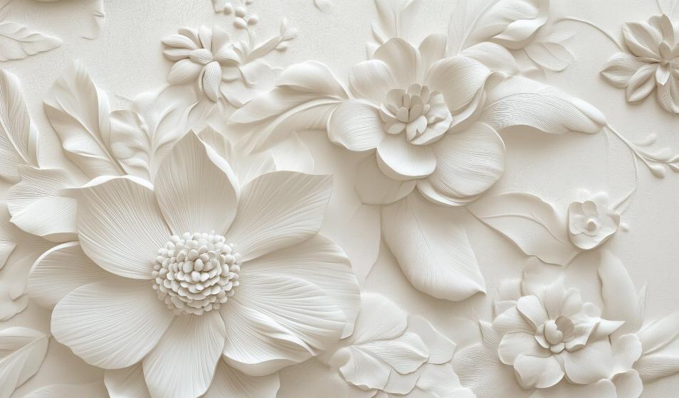 Papier peint floral 3D élégant en relief