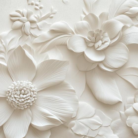 Papier peint floral 3D élégant en relief