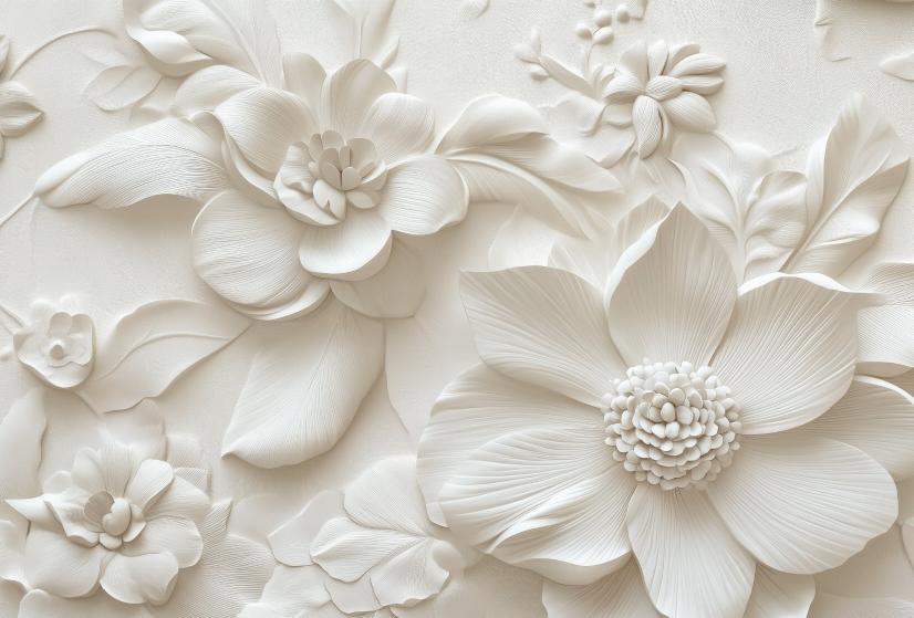 Papier peint floral 3D élégant en relief