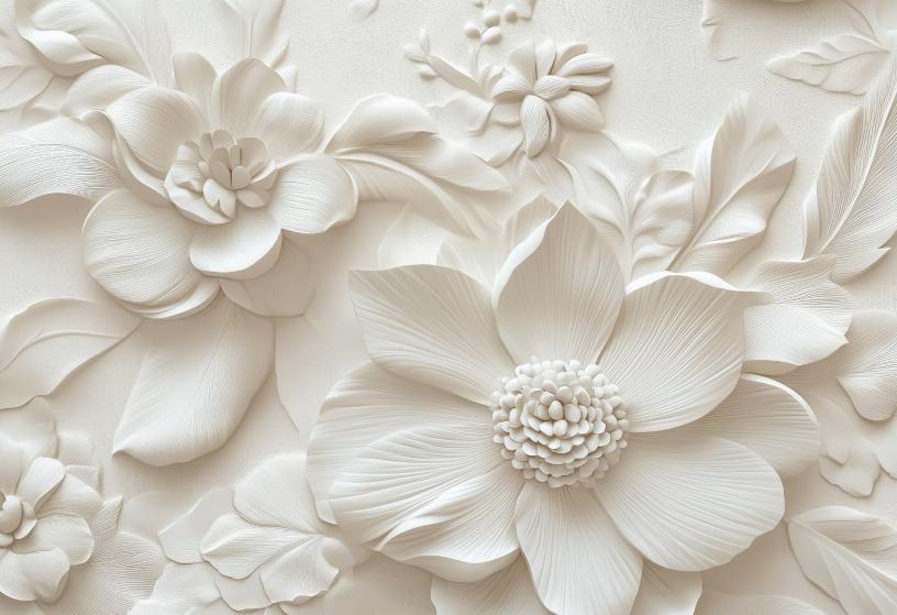 Papier peint floral 3D élégant en relief
