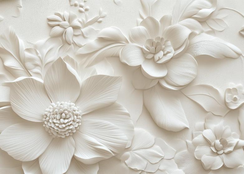 Papier peint floral 3D élégant en relief