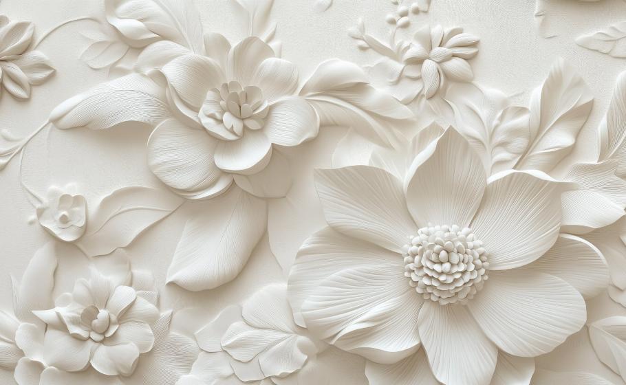 Papier peint floral 3D élégant en relief