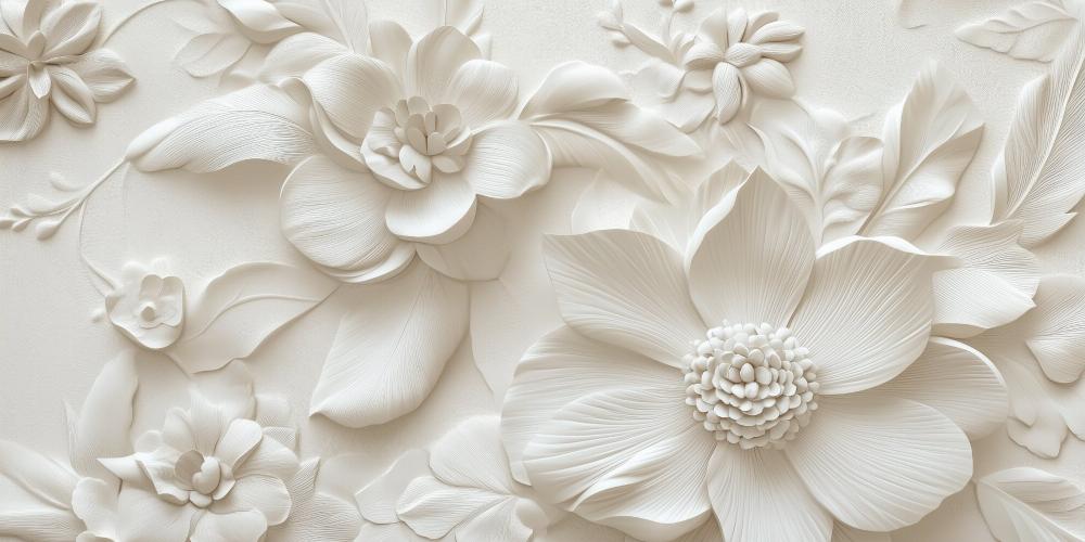 Papier peint floral 3D élégant en relief