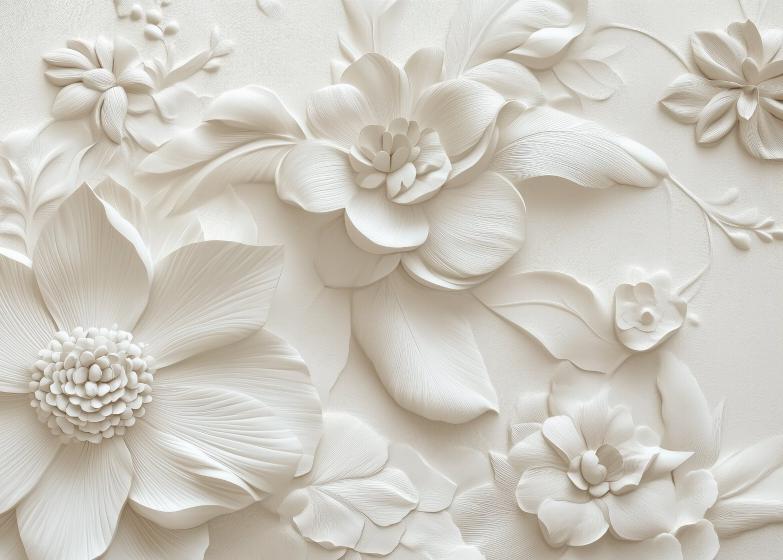 Papier peint floral 3D élégant en relief