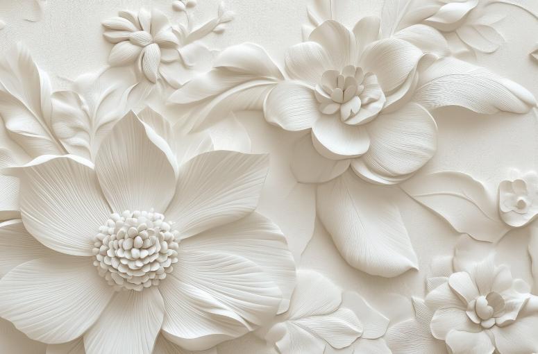 Papier peint floral 3D élégant en relief