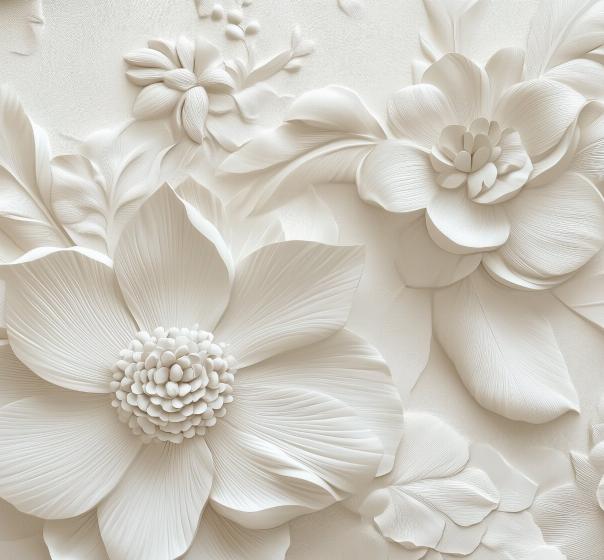 Papier peint floral 3D élégant en relief