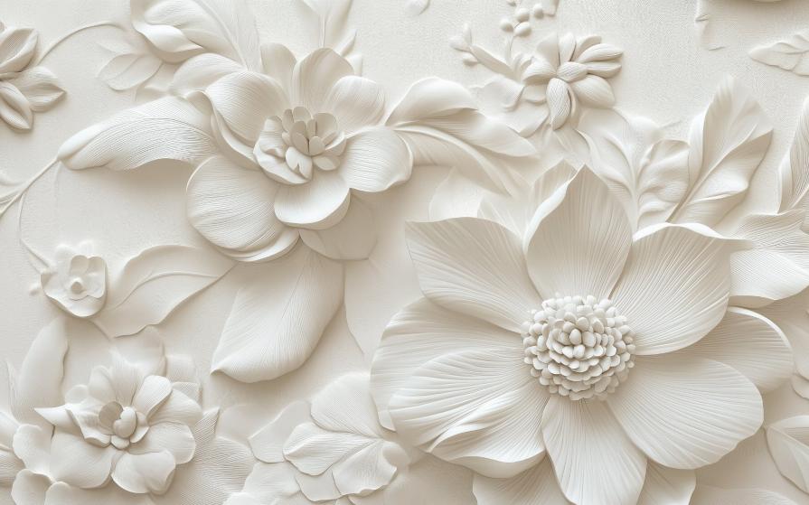 Papier peint floral 3D élégant en relief