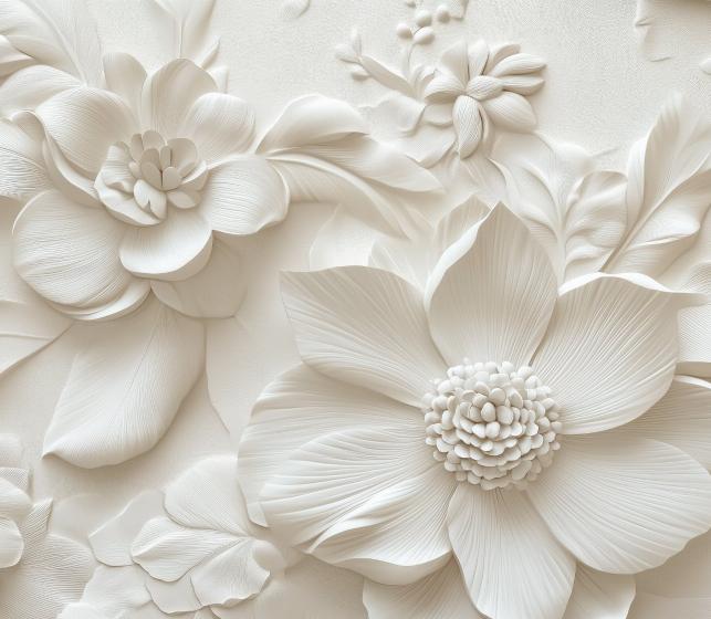 Papier peint floral 3D élégant en relief