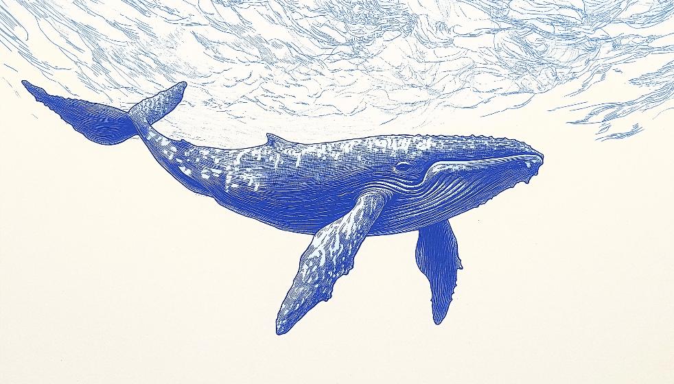 Papier peint baleine bleue illustration