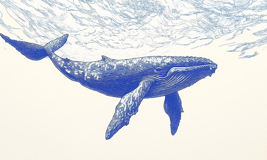 Papier peint baleine bleue illustration