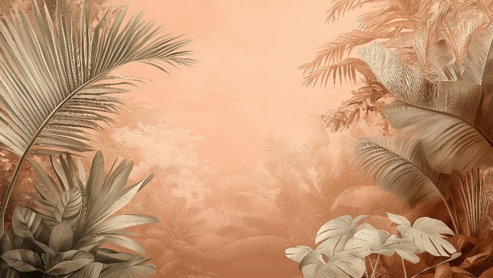 Papier peint terracotta paysage tropical