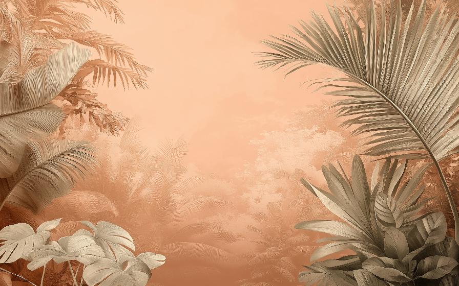 Papier peint terracotta paysage tropical