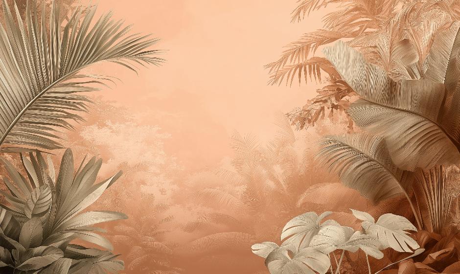 Papier peint terracotta paysage tropical