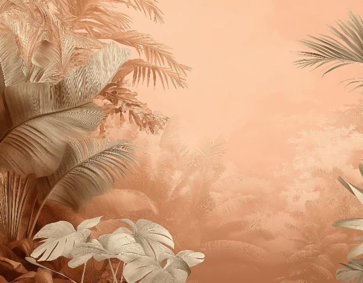 Papier peint terracotta paysage tropical