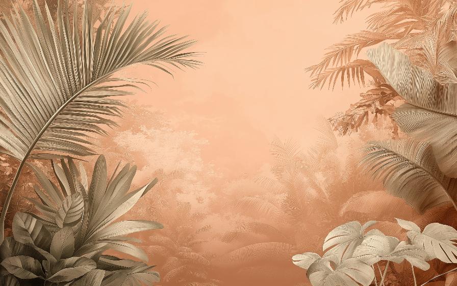 Papier peint terracotta paysage tropical