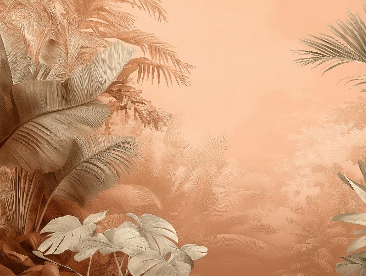 Papier peint terracotta paysage tropical