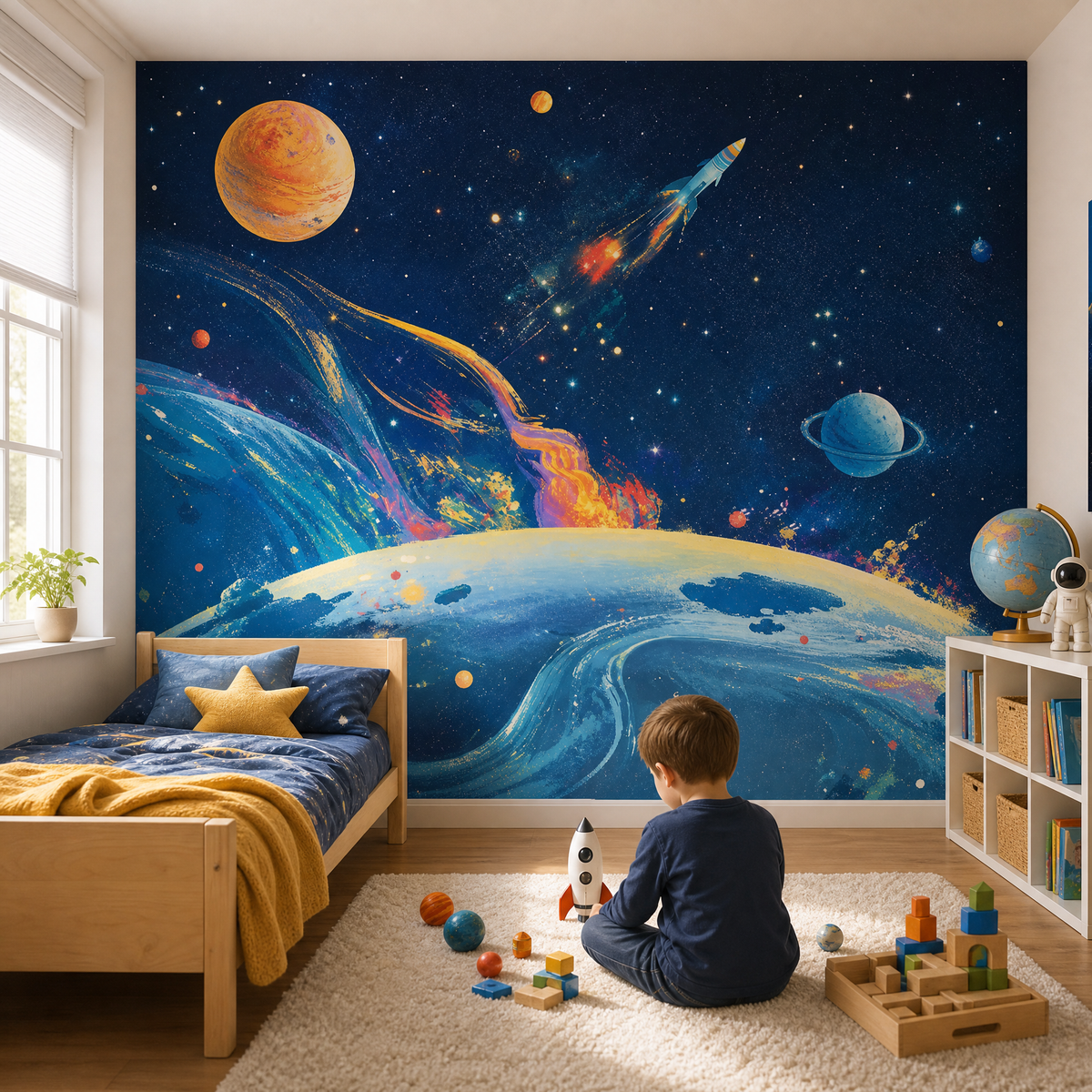 Papier peint espace univers coloré