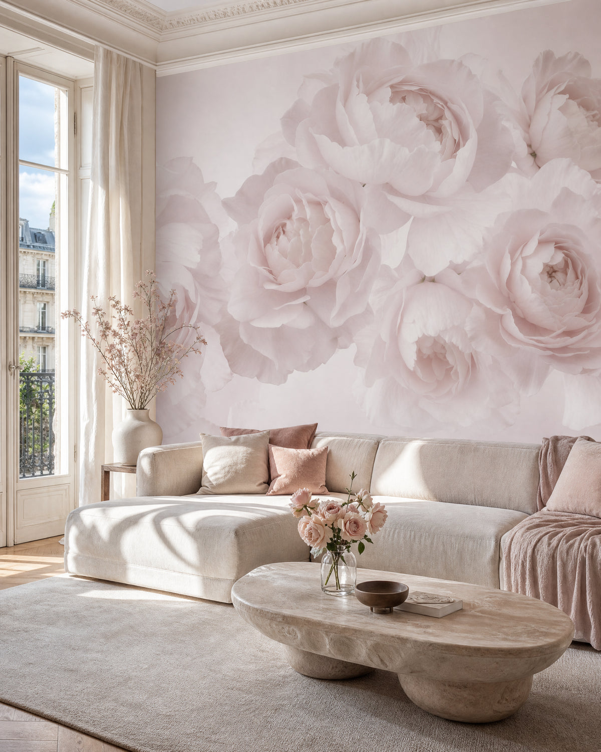 Papier peint grosses fleurs vintage