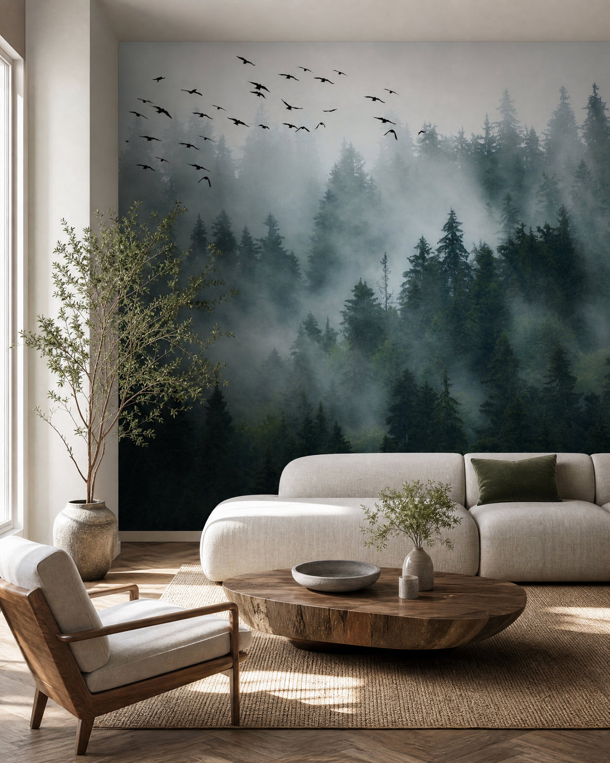 Papier peint forêt de sapins vue du ciel