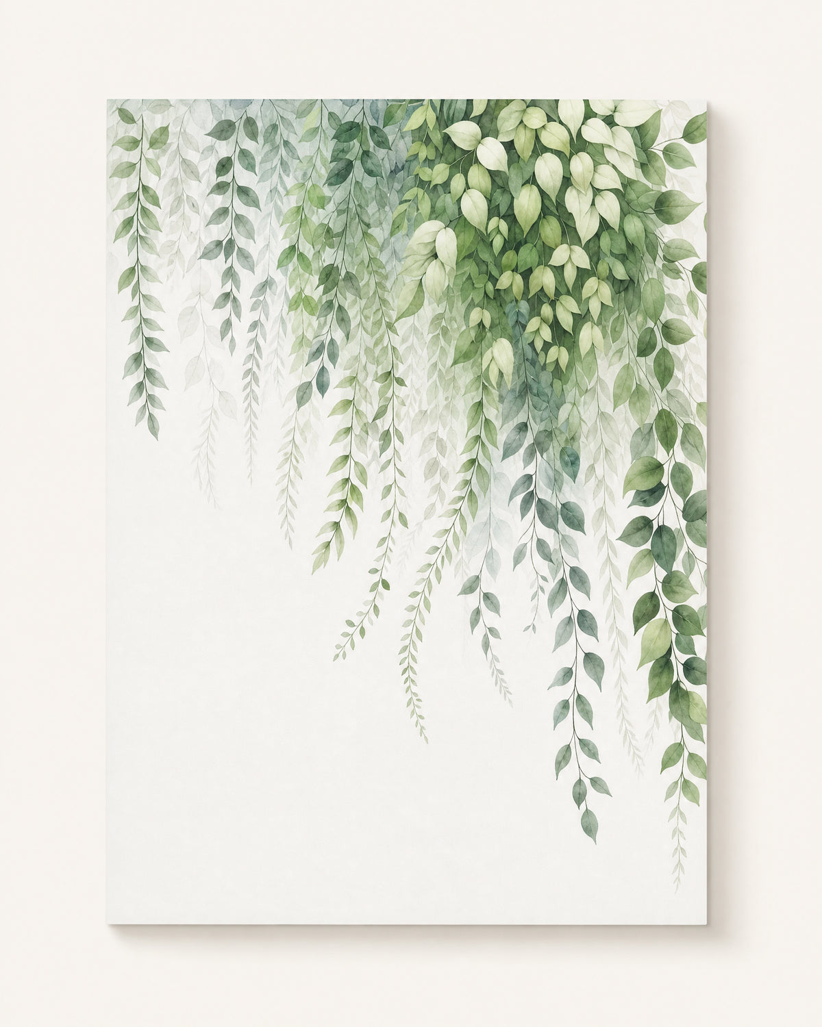 Papier peint feuillage vert tombée de feuilles