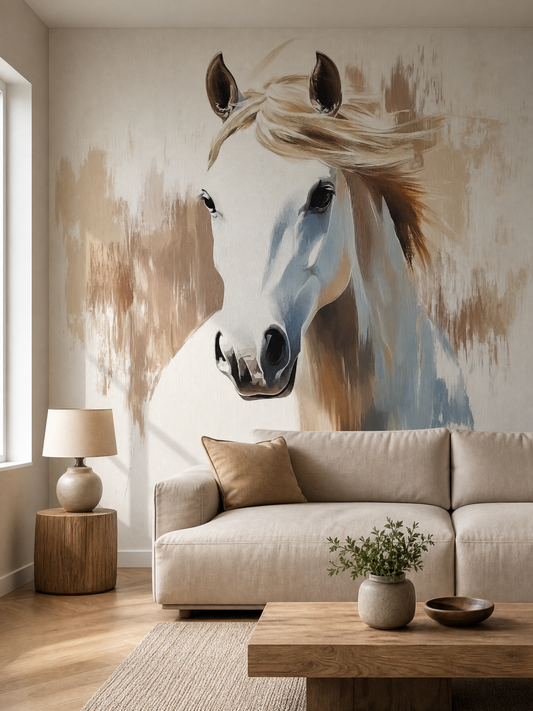 Papier peint cheval aquarelle élégant